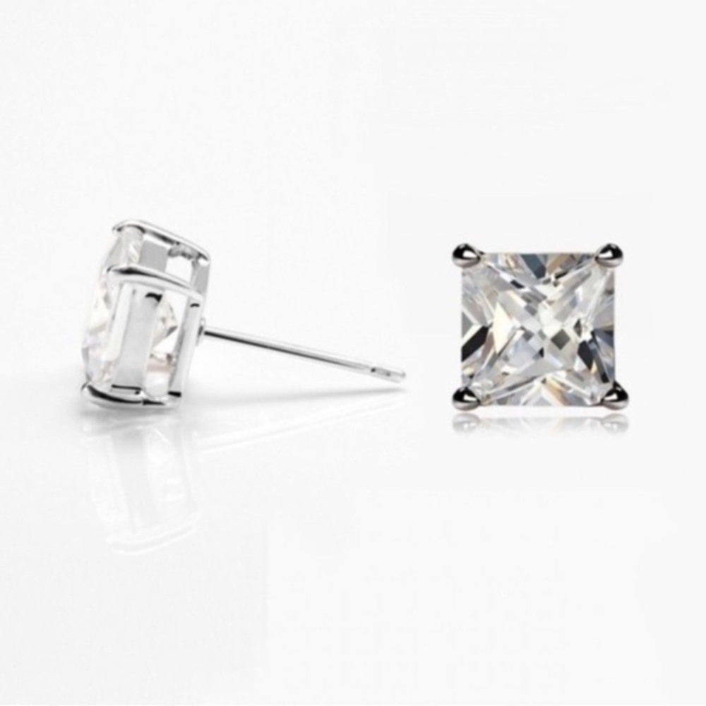 18k White Gold Over 925 Sterling Silver CZ Stud Earrings 1 1/2 ct T.W.